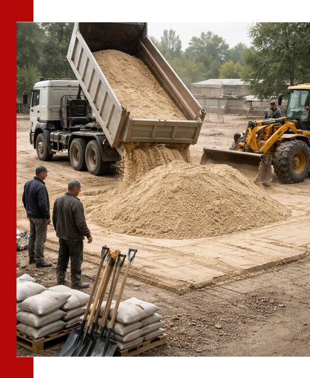 Доставка мытого песка в Бугуруслане с самосвалами по выгодной цене