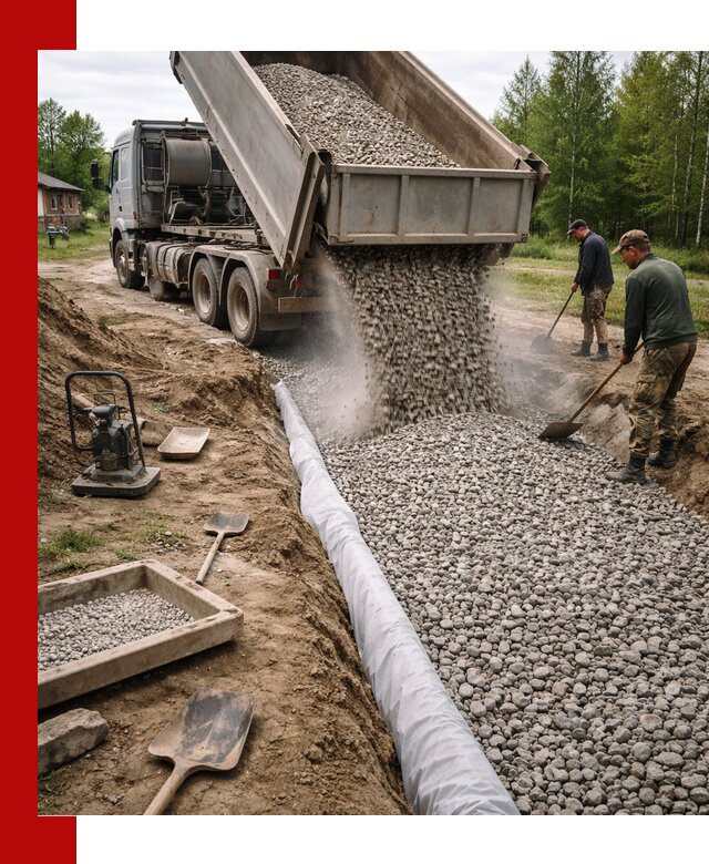 Гравий для дренажа с доставкой в Бугуруслане качественный и недорогой