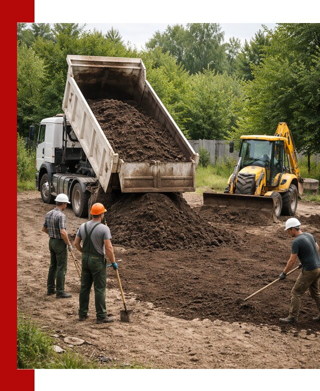 Доставка и укладка грунта для выравнивания участка в Бугуруслане