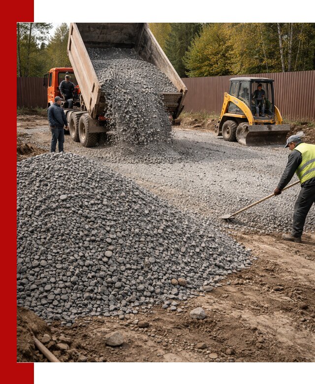 Отсыпка участка щебнем с доставкой и уплотнением в Бугуруслане