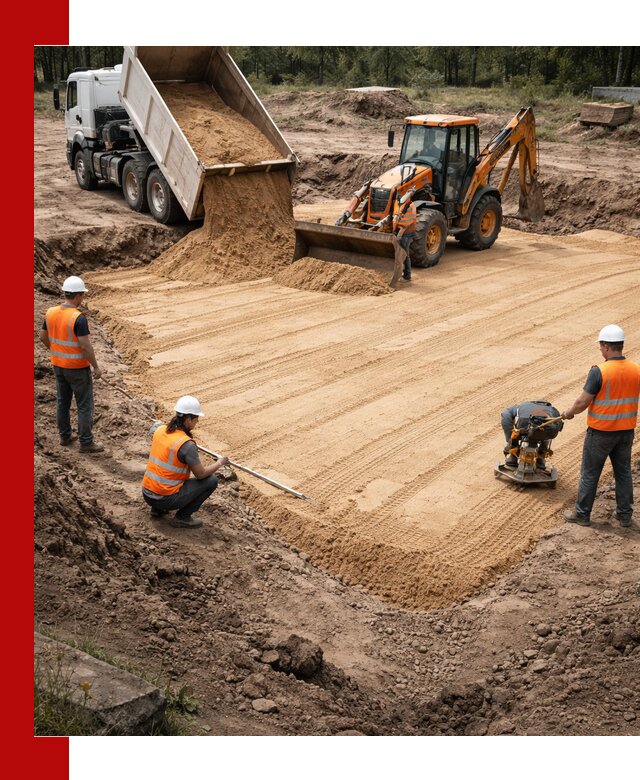 Устройство песчаной подушки для фундаментов и дорог в Бугуруслане